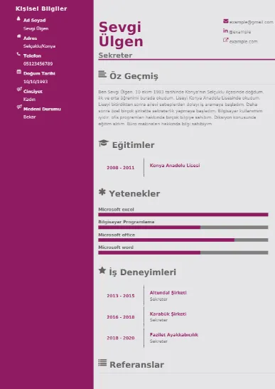 Sekreter Örnek cv indir